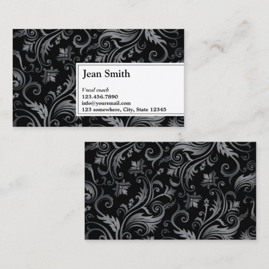  zwarte sierbloem visitekaartje (Voorkant / Achterkant)