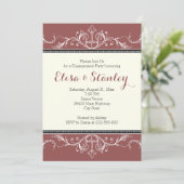 Zwarte siergrens marsala verlovingsfeest kaart (Staand voorkant)