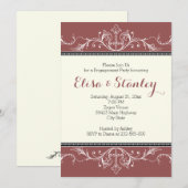 Zwarte siergrens marsala verlovingsfeest kaart (Voorkant / Achterkant)
