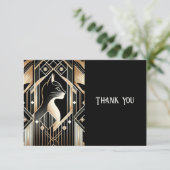 Zwarte Sierkat Abstracte Dankkaart Bedankkaart (Staand voorkant)