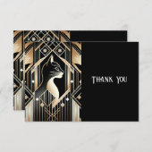 Zwarte Sierkat Abstracte Dankkaart Bedankkaart (Voorkant / Achterkant)