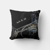 Zwarte Sierkussen met bovenbekleed kristalwijn (Voorkant)