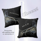 Zwarte Sierkussen met bovenbekleed kristalwijn