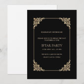Zwarte Sierlijke Barok Gouden Script Iftar Feest Kaart (Voorkant / Achterkant)