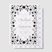 Zwarte Sierlijke Bloemrand Frame Bruiloft  Vellum Uitnodigingen (Offset (Uitnodiging))
