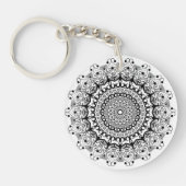 Zwarte sierlijke mandal cirkel sleutelhanger (Voorkant)