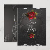 Zwarte sierrozen Red Red Red Red Red Red Red Red Aankondigingskaart (Voorkant / Achterkant)