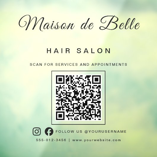 Zwarte Signature Script QR-code Zakelijk Raamsticker (Vel 3)