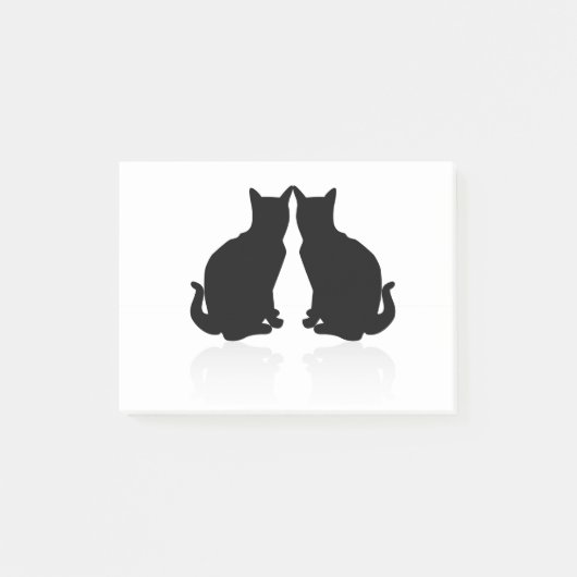 zwarte silhouet 2 katten post-it® notes (Voorkant)