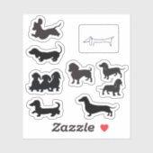 Zwarte Silhouet Dachshond Sticker (Vel)