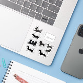Zwarte Silhouet Dachshond Sticker (Laptop met iPhone)