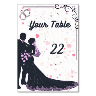 Zwarte Silhouet Huwelijk Tafel Nummerkaart Kaart
