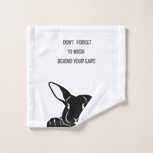 ZWARTE SILHOUET KONIJN WASSLAP WASHANDJE (Wasdoekje)