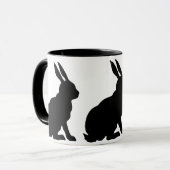 Zwarte Silhouet Konijnen Mok (Voorkant links)