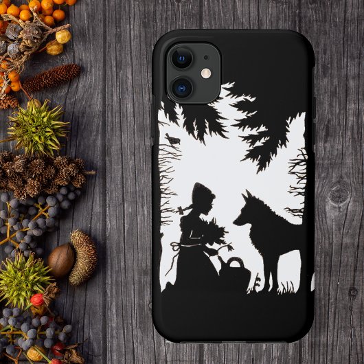 Zwarte Silhouet Rode Ridderkap Wolf Bossen Case-Mate iPhone Case