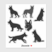 Zwarte Silhouet Set van Duitse Herdershond Sticker (Vel)