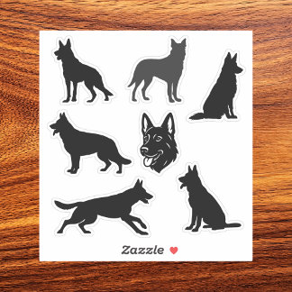 Zwarte Silhouet Set van Duitse Herdershond Sticker
