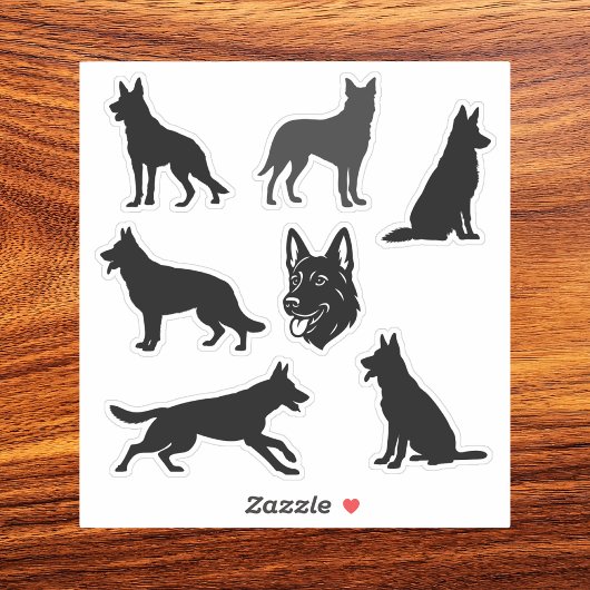 Zwarte Silhouet Set van Duitse Herdershond Sticker
