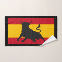 Zwarte silhouet stier op Spaanse vlag