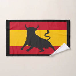 Zwarte silhouet stier op Spaanse vlag Handdoek