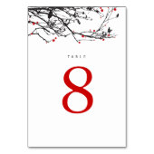 Zwarte silhouet takken met rode bessen bruiloft kaart (Achterkant)