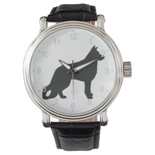 Zwarte silhouet van de Duitse herderhond Horloge