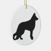 Zwarte silhouet van de Duitse herderhond Keramisch Ornament (Rechts)