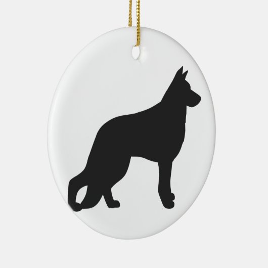 Zwarte silhouet van de Duitse herderhond Keramisch Ornament (Rechts)