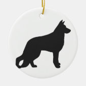 Zwarte silhouet van de Duitse herderhond Keramisch Ornament (Voorkant)