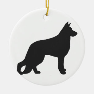 Zwarte silhouet van de Duitse herderhond Keramisch Ornament