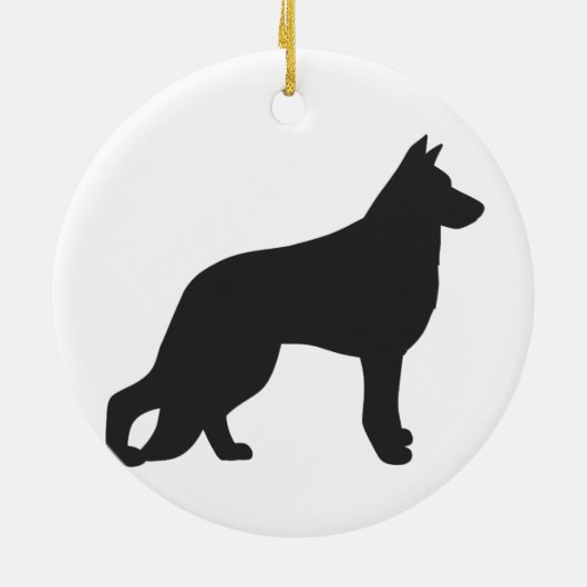 Zwarte silhouet van de Duitse herderhond Keramisch Ornament (Achterkant)