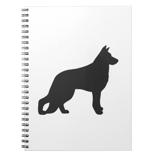 Zwarte silhouet van de Duitse herderhond Notitieboek (Voorkant)