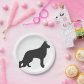 Zwarte silhouet van de Duitse herderhond Papieren Bordje (Feest)