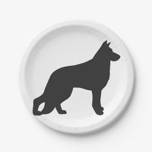 Zwarte silhouet van de Duitse herderhond Papieren Bordje (Voorkant)