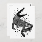 Zwarte silhouet van een krokodil briefkaart (Voorkant / Achterkant)