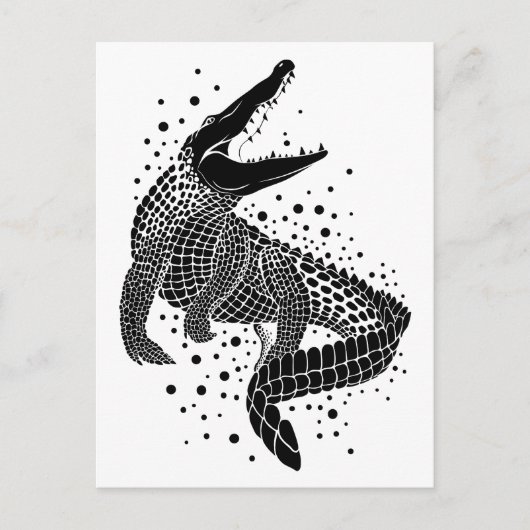 Zwarte silhouet van een krokodil briefkaart (Voorkant)