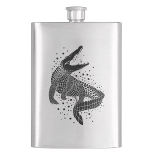 Zwarte silhouet van een krokodil flacon