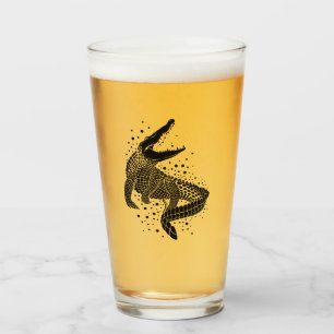Zwarte Silhouet Van een Krokodil Glas