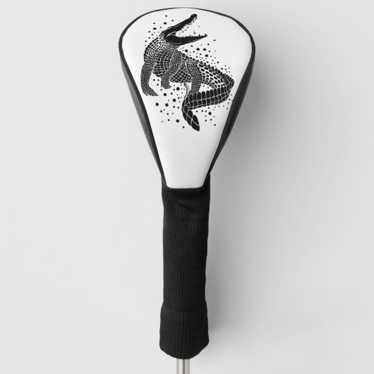 Zwarte silhouet van een krokodil golfheadcover (Voorkant)