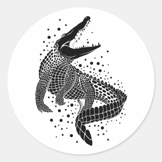 Zwarte silhouet van een krokodil ronde sticker (Voorkant)