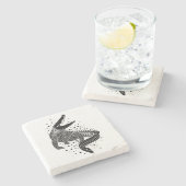 Zwarte silhouet van een krokodil stenen onderzetter (Zijkant)