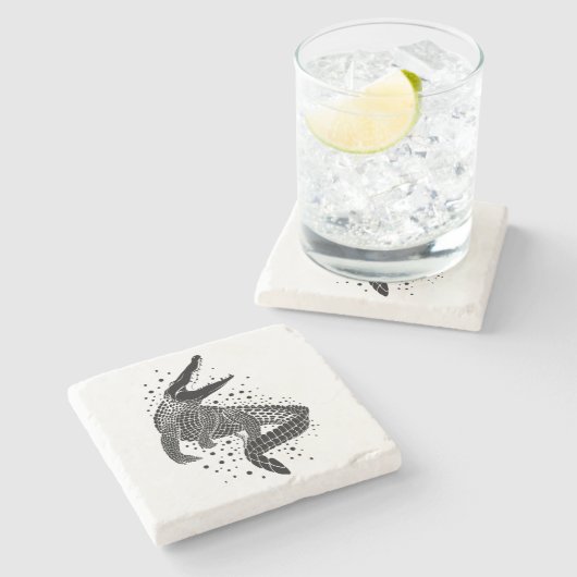 Zwarte silhouet van een krokodil stenen onderzetter (Zijkant)