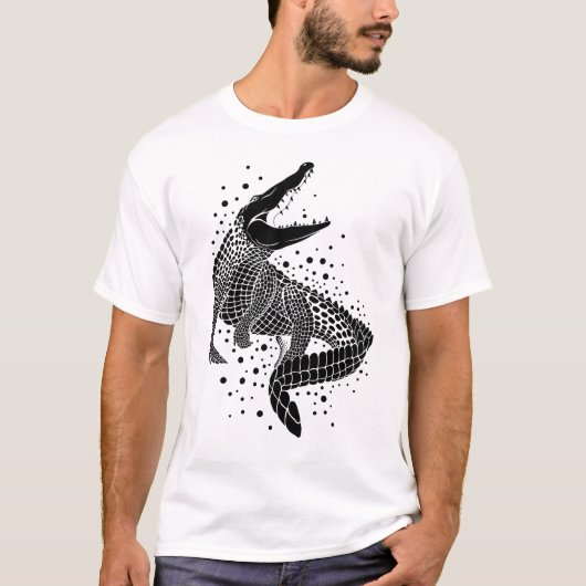 Zwarte silhouet van een krokodil t-shirt (Voorkant)