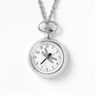 Zwarte Silhouet van een Libel Horloge