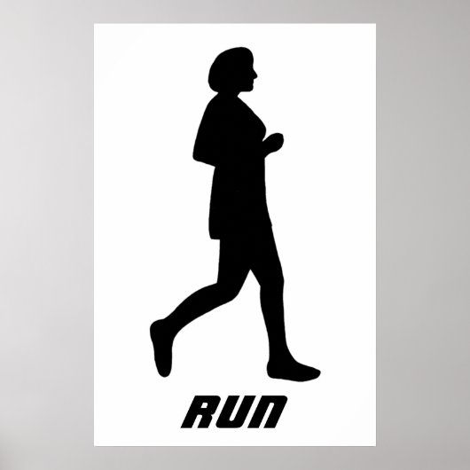 Zwarte Silhouet Vrouwelijke Hardloper Hardlopen Poster (Voorkant)