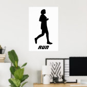Zwarte Silhouet Vrouwelijke Hardloper Hardlopen Poster (Thuiskantoor)