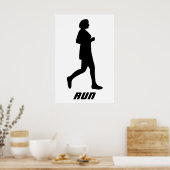 Zwarte Silhouet Vrouwelijke Hardloper Hardlopen Poster (Keuken)