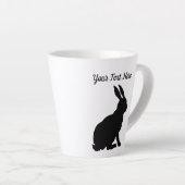 Zwarte Silhouet Zittend Konijn Zijprofiel Latte Mok (Rechterhoek)