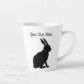 Zwarte Silhouet Zittend Konijn Zijprofiel Latte Mok (Rechts)