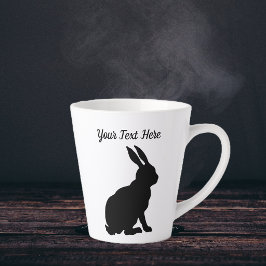 Zwarte Silhouet Zittend Konijn Zijprofiel Latte Mok